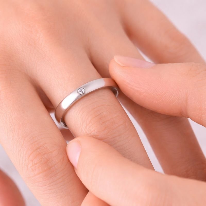 Aliança Namoro Prata 925 3 mm Com Zircônia