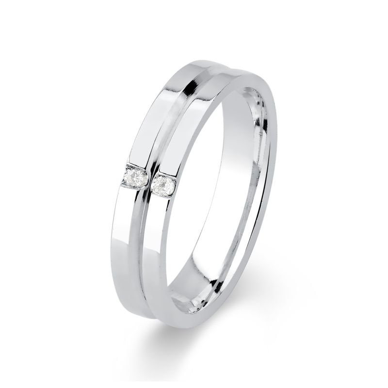 Aliança Namoro Prata 925 Reta 4 mm Com Zircônias