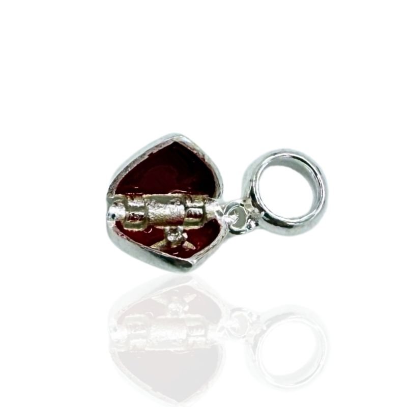 Berloque Prata Coração Anel Solitário