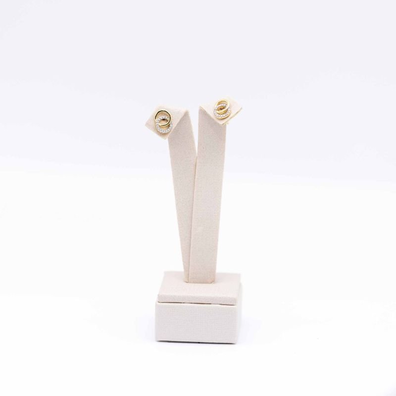 Brinco Dourado Circulos Zircônias