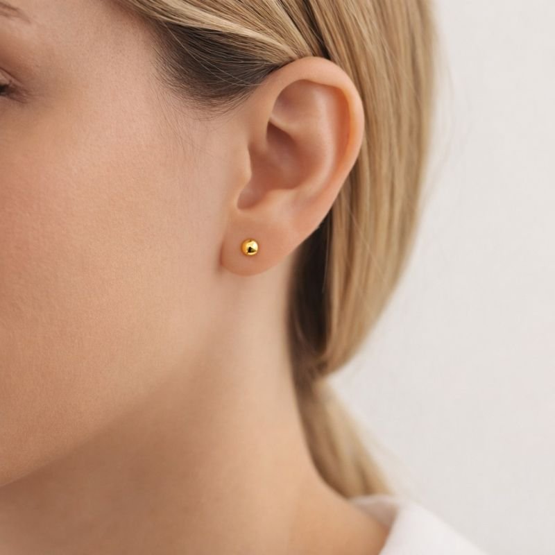 Brinco Dourado Esfera 3 mm