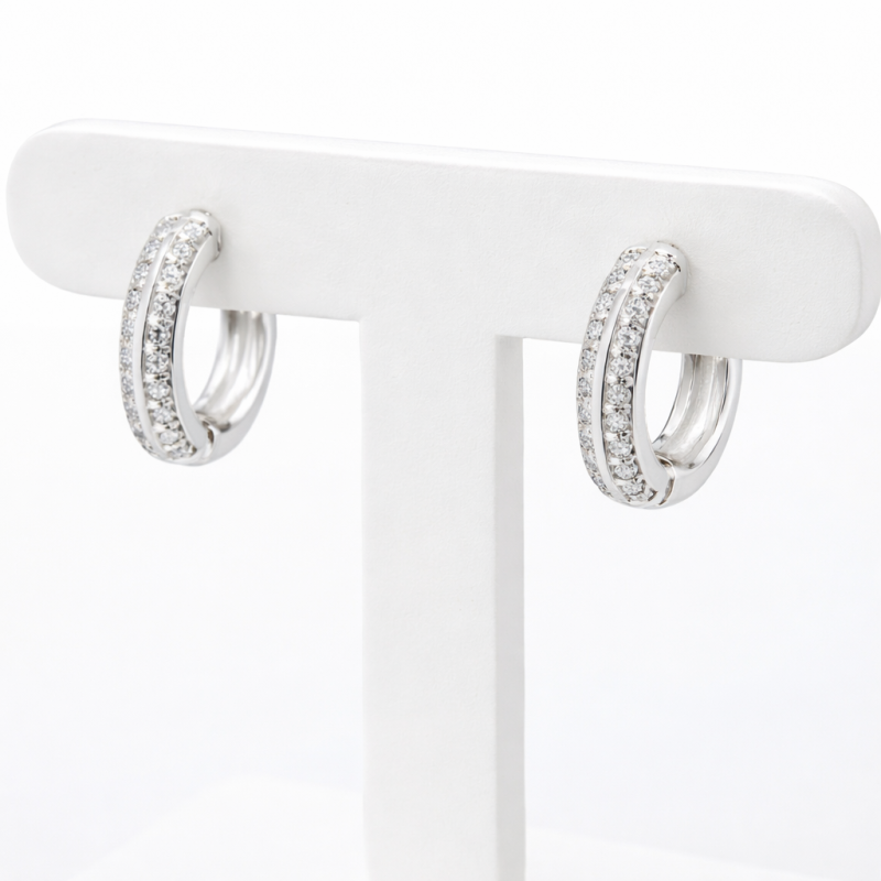 Brinco Prata Argolinha 7 MM com Zircônias