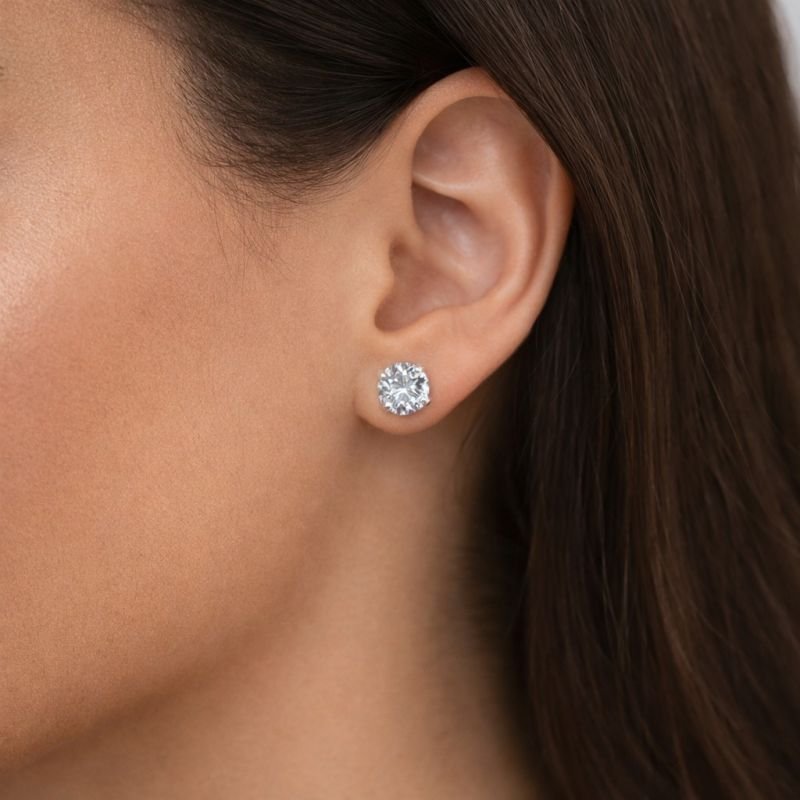 Brinco Prata Ponto de Luz 10 mm