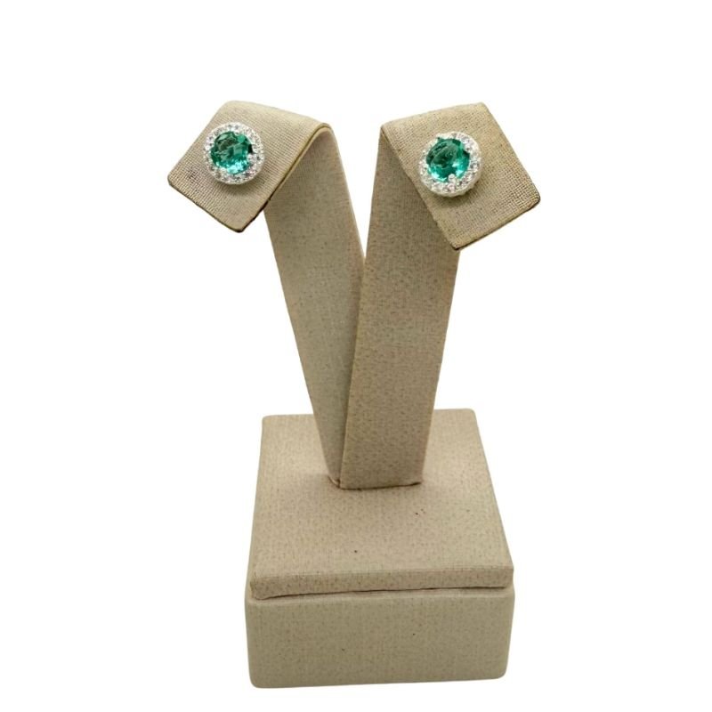 Brinco Prata Zircônia Verde