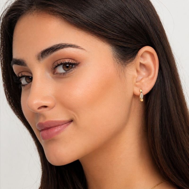 Brincos Dourado Argola 12 mm com Microzircônias