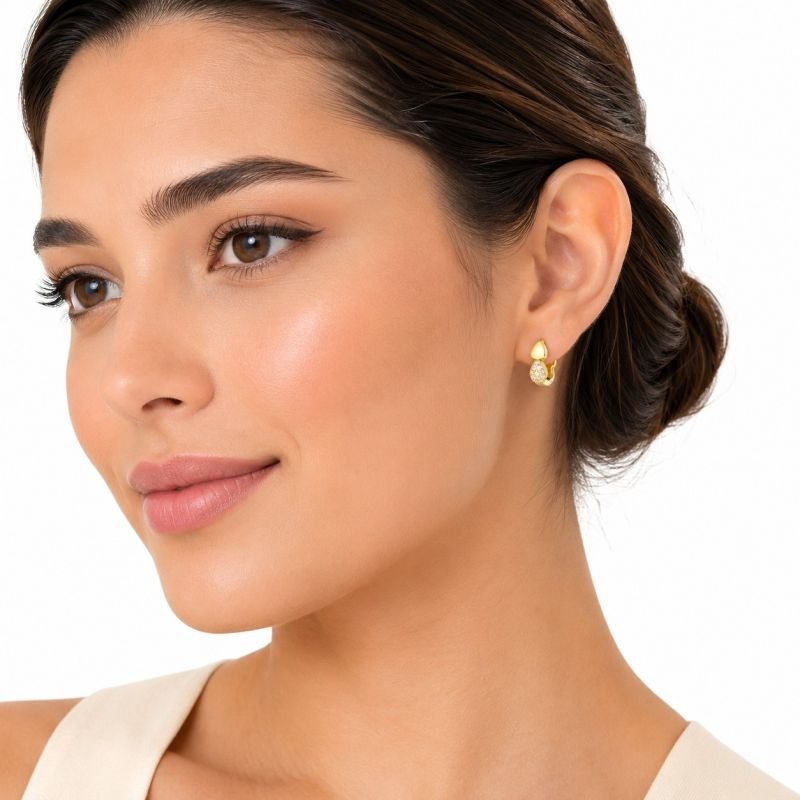 Brincos Dourado Argola 12 mm com Microzircônias