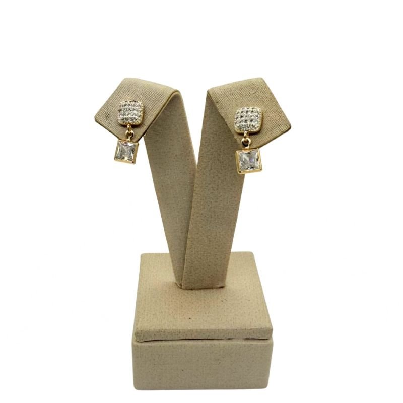 Brincos Dourado com Zircônia Quardada