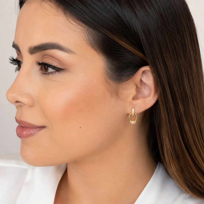 Brincos Dourado com Zircônias