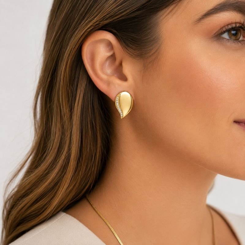 Brincos Dourado Gota com Zircônias