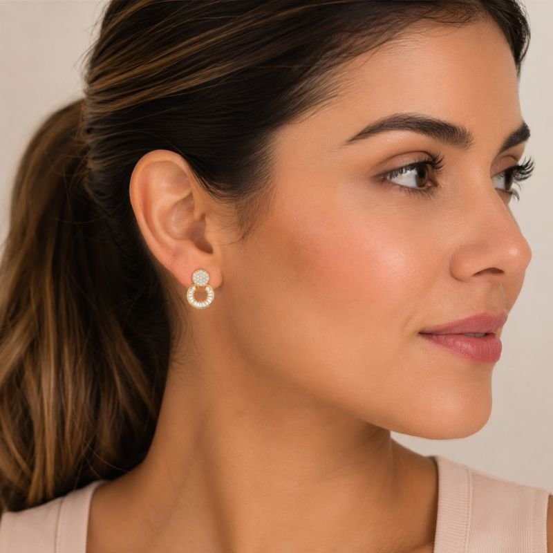 Brincos Dourado Redondo com Zircônias