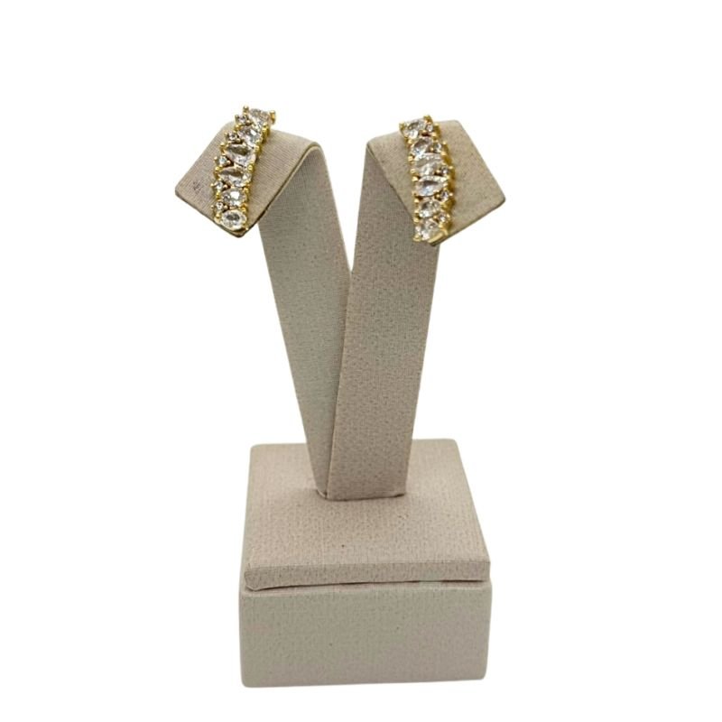Brincos Dourado Zircônia Cristal