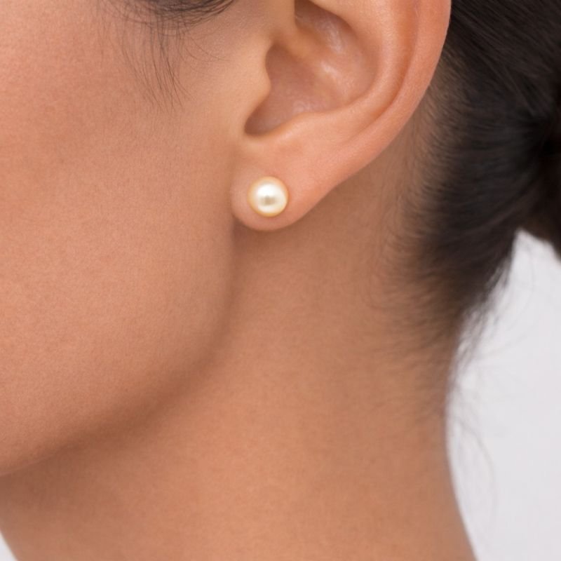 Brincos Dourados com Pérola 7 MM