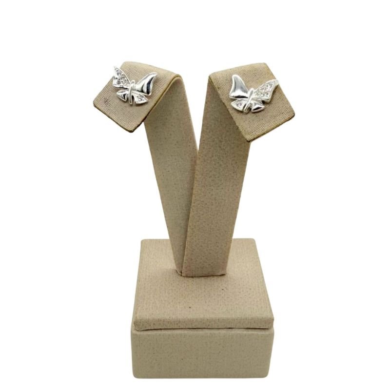 Brincos Prata Borboleta Zircônias