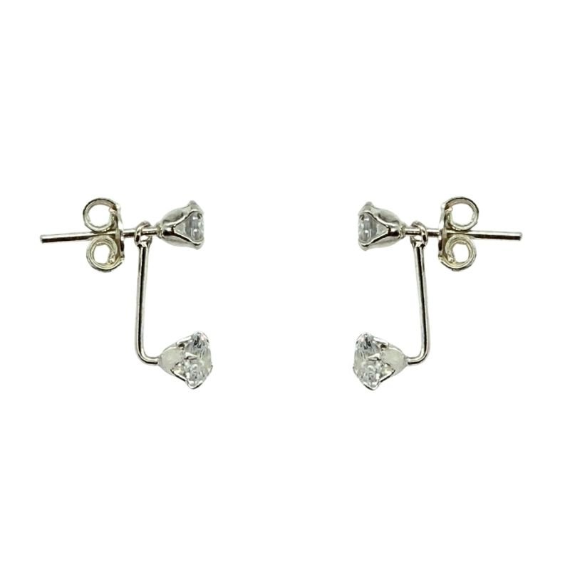 Brincos Prata com Ponto de Luz Duplo