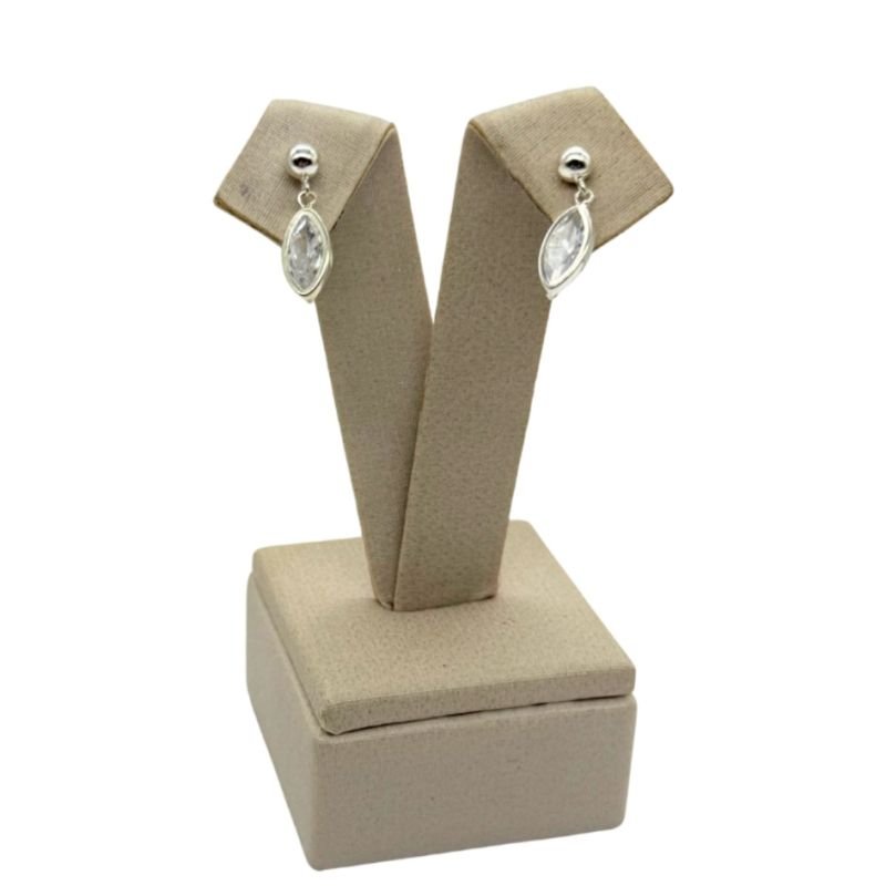 Brincos Prata com Zircônia Navete