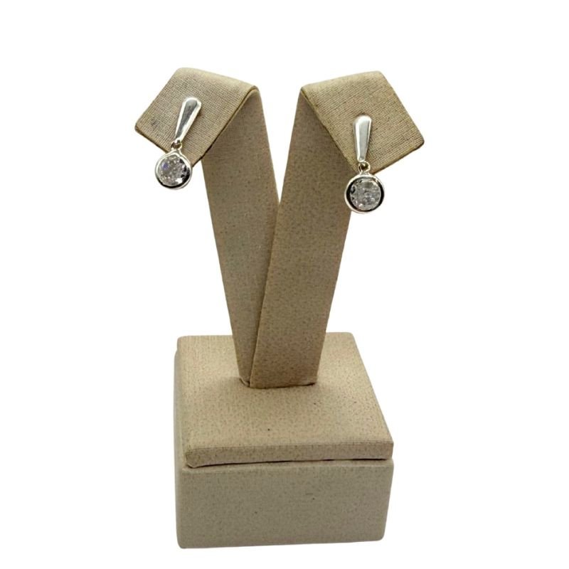 Brincos Prata com Zircônia Ponto de Luz