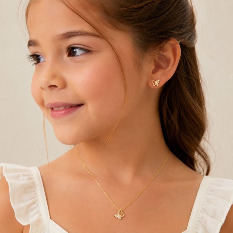Conjunto infantil Dourado Borboleta