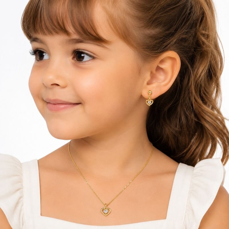 Conjunto infantil Dourado Coração