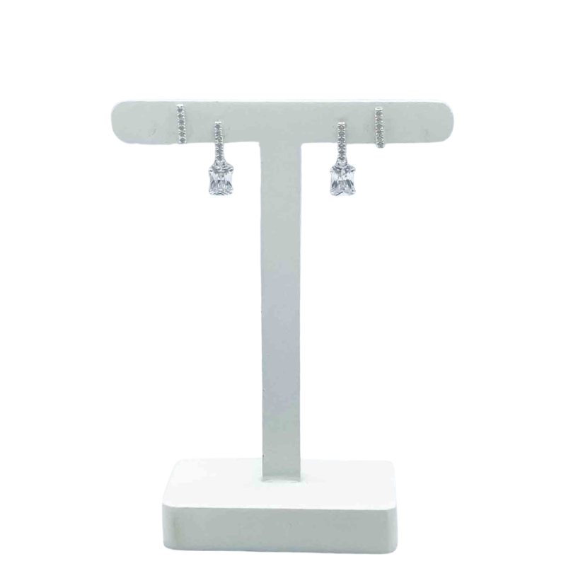 Duo de Brincos Prata Palito com Cristal