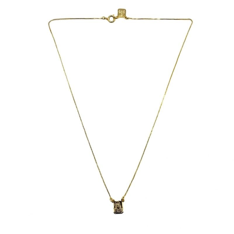 Escapulário Dourado Infantil Com Fecho e Medalhas Sagrado Coração de Jesus e Nossa Senhora Aparecida