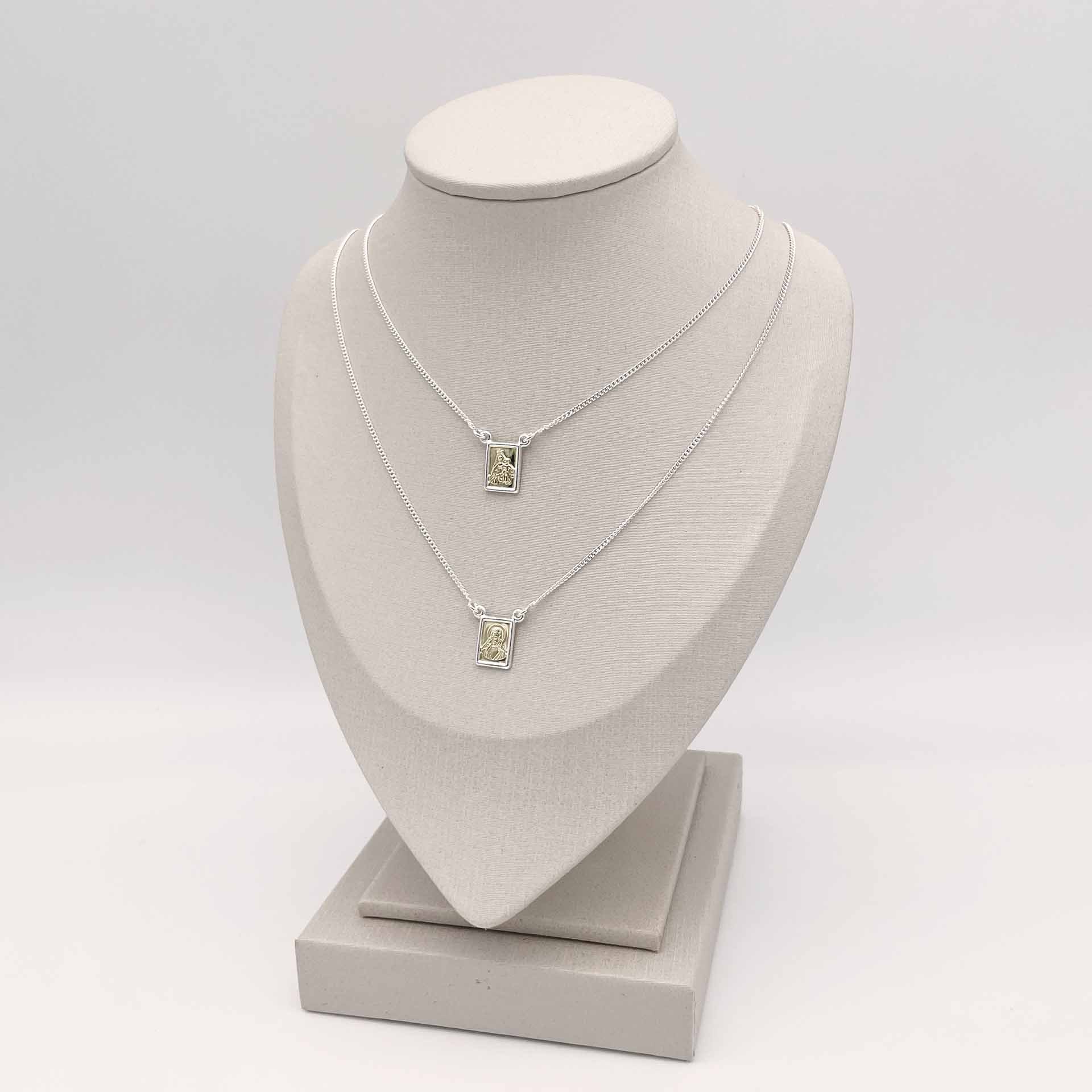 Escapulário Prata e Ouro Sagrado Coração de Jesus