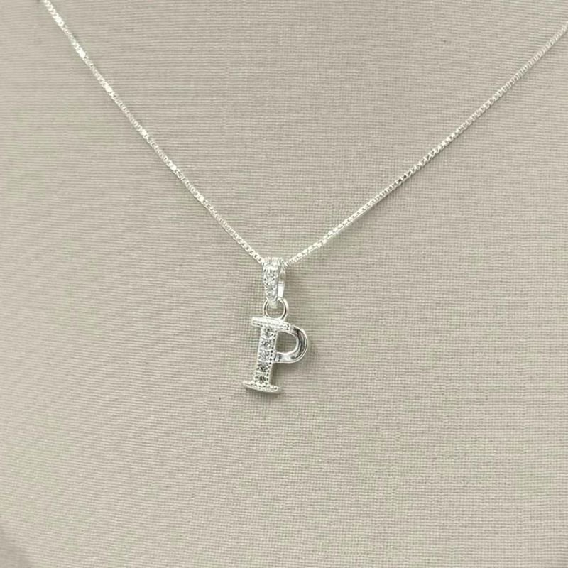 Gargantilha Prata Letras