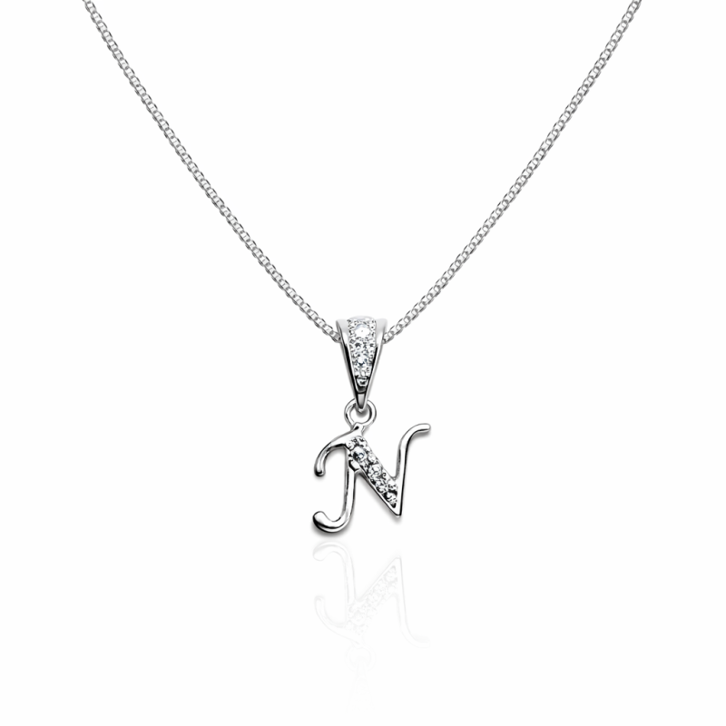 Gargantilha Prata Letras com Zircônias
