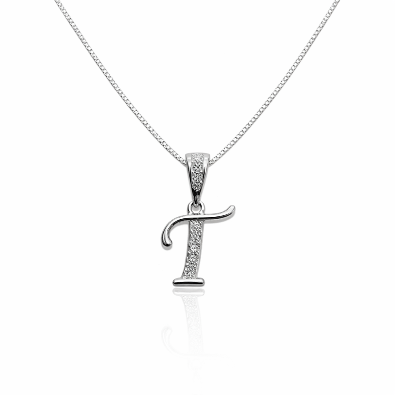 Gargantilha Prata Letras com Zircônias