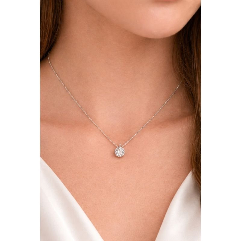 Gargantilha Prata Moissanite - Certificação GRA