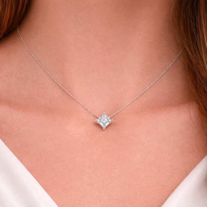 Gargantilha Prata Moissanite Ponto de Luz 5 mm- Certificação GRA