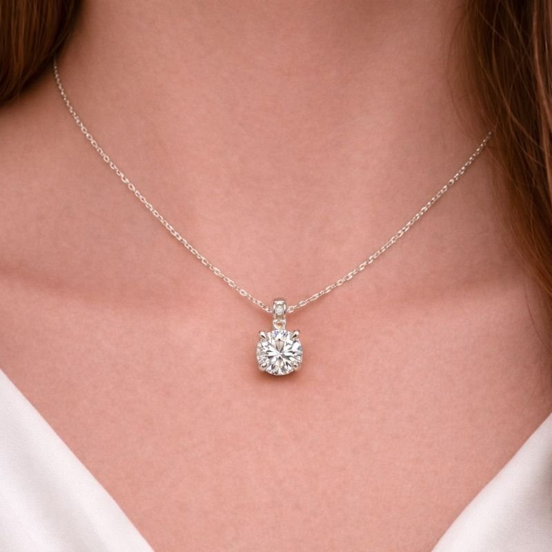 Gargantilha Prata Moissanite Ponto de Luz 5 mm- Certificação GRA