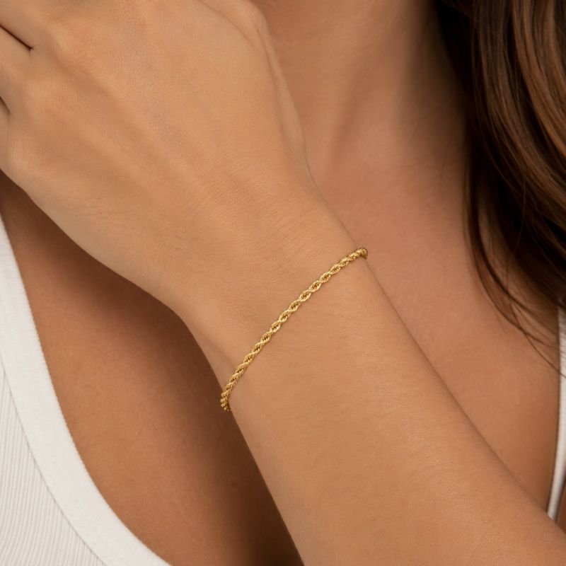 Pulseira Dourada Cordão Baiano 2 mm