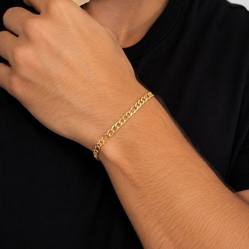 Pulseira Dourada Fígaro 3x1 4 MM