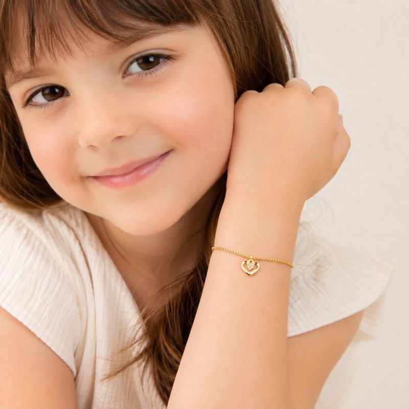 Pulseira Dourada Infantil Coração