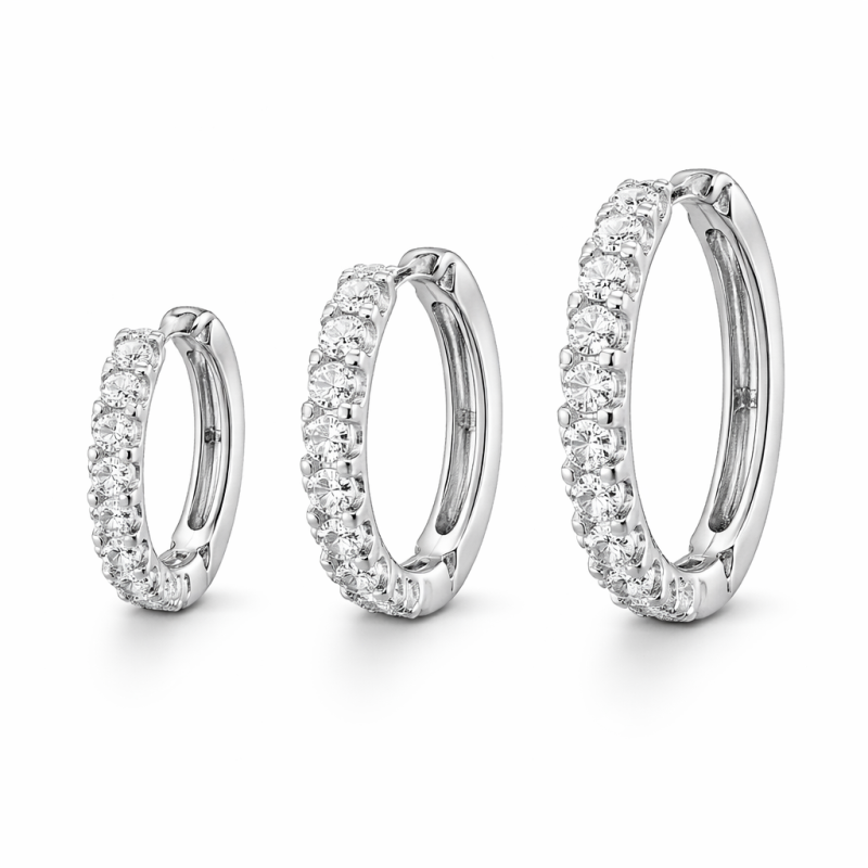 Trio de Brincos Prata Argolas Zircônias